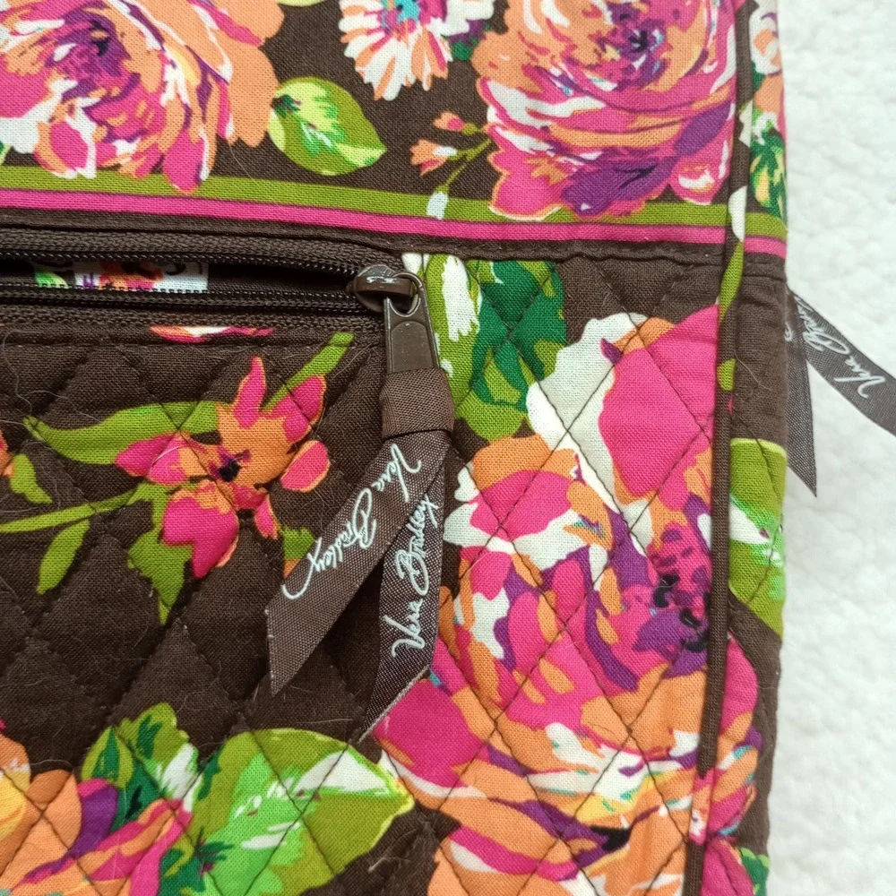 Vera Bradley Mocha Rouge Floral Quilted Laptop Tote Bag Checkpoint Friendly